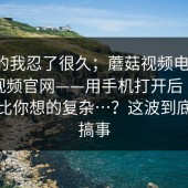 说真的我忍了很久；蘑菇视频电脑版：蘑菇视频官网——用手机打开后｜背后原因比你想的复杂…？这波到底谁在搞事