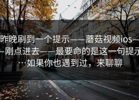 昨晚刷到一个提示——蘑菇视频ios——刚点进去——最要命的是这一句提示…如果你也遇到过，来聊聊